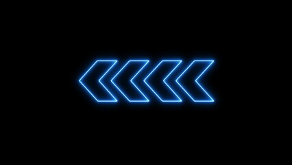 Arrow direction sign on black background. Neon direction arrow left neon light glowing sign icon illustration.