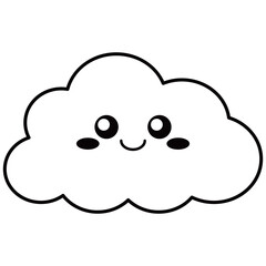 くもり　マーク　キャラクター　イラスト　白黒