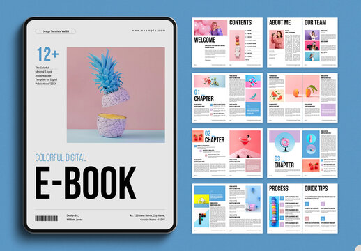 The Colorful Minimal Ebook and Magazine Template for Digital Publications