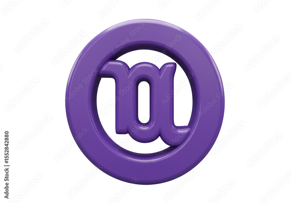 Fototapete purple circular symbol with text isolated on black background for design projects