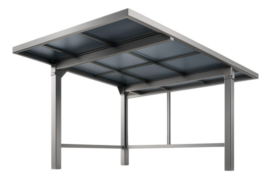 Modular carport system with interlocking panels, allowing customization for a unique home design.