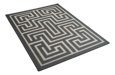 Outdoor rug made from weather-resistant materials, featuring geometric patterns to enhance the floor space of a balcony.