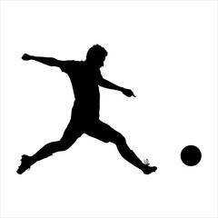 Dynamic soccer player silhouette in mid-kick.