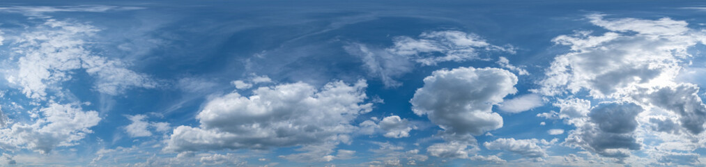Blue sky panorama with Cirrus clouds in Seamless spherical equirectangular format. Full zenith for...