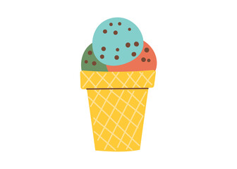 Ice ream isolated on white background. Vector clipart in flat style. Summer and food concept.