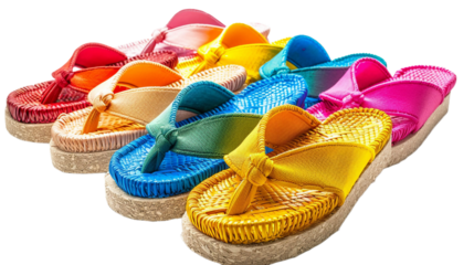 Stylish Vibrant Espadrille Sandals on the Transparent Background