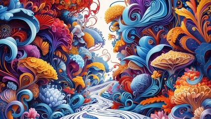 seamless pattern with colorful flowers