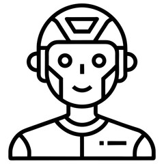 AI Face Scan outline icon on white background