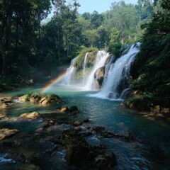 Fototapeta premium Waterfall adventure thailand hdr nature photography scenic view