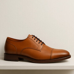 Elegant Brown Oxford Leather Dress Shoe – Classic Formal Footwear Illustration