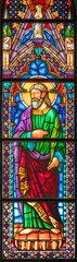 PIACENZA, ITALY - MAY 20, 2025: The St. Jovita on the stained glass in the Church Basilica di San...