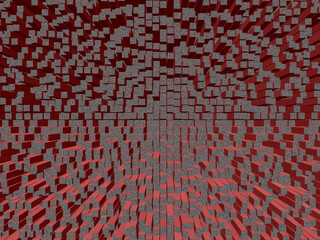 Blocks, extruded, seamless — a dynamic red pattern forms a striking geometric background, perfect for modern design. The clean repetition and bold color enhance visual impact in digital and printed ma