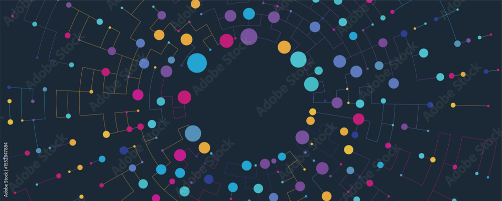 Poster Abstract circuit board technology concept circular background