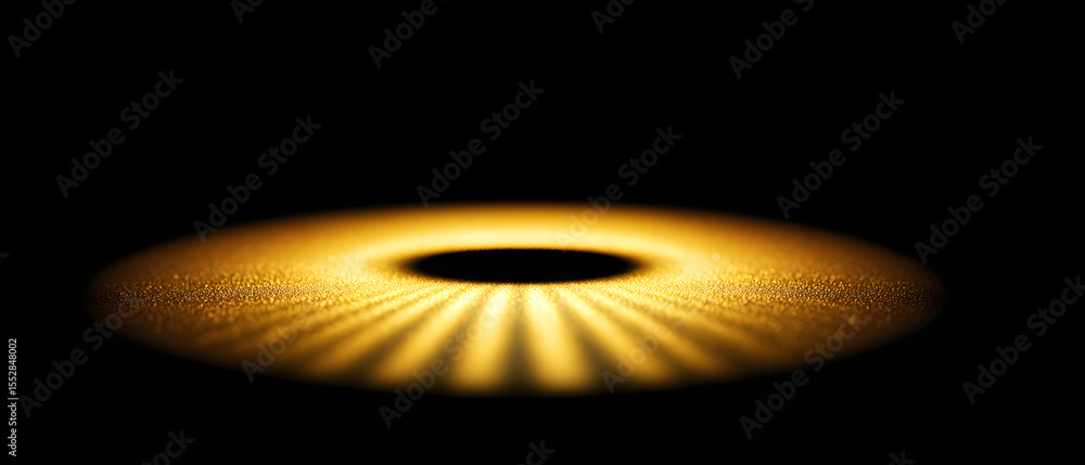 Poster golden light spot on black background with minimal abstract design