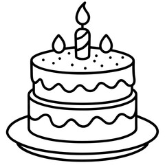 Minimalist Birthday Cake Outline