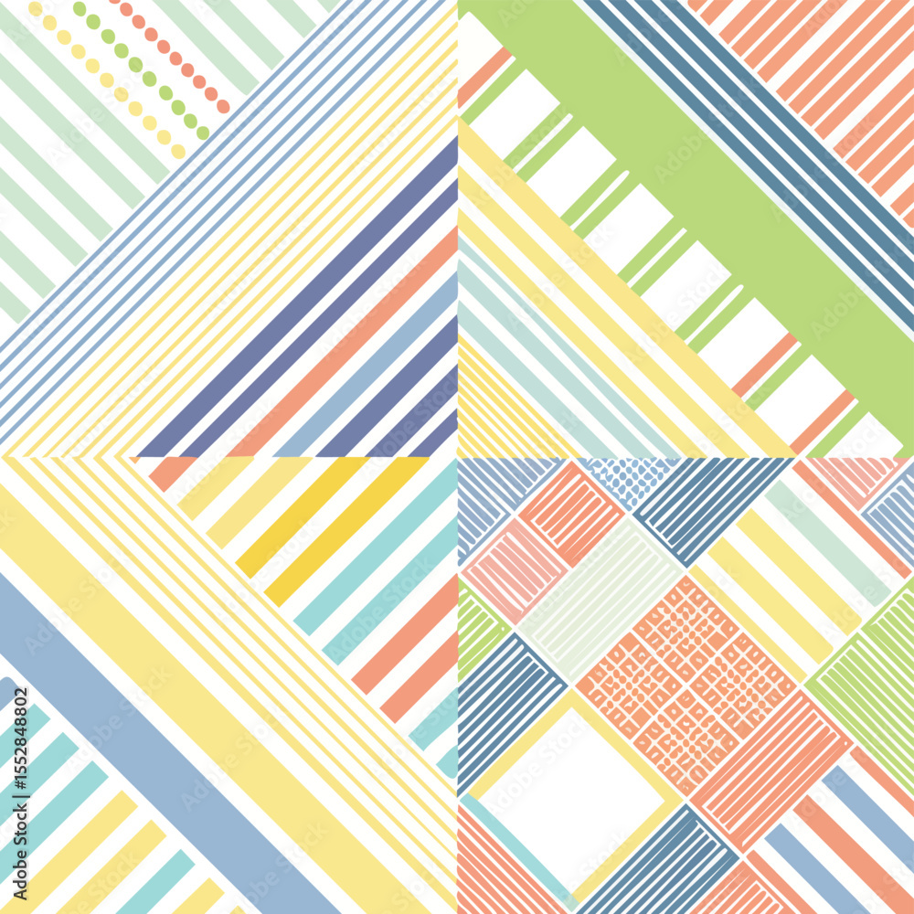Poster geometric pattern with pastel stripes and textured squares abstract background