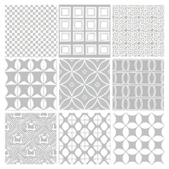 Nine Geometric Patterns In White And Grey Swatches background texture