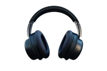 High-quality headphones with microphone isolated on transparent background for versatile audio needs in gaming, music production, and online communication