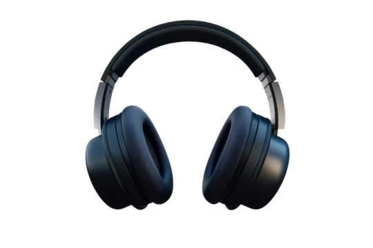 High-quality headphones with microphone isolated on transparent background for versatile audio needs in gaming, music production, and online communication