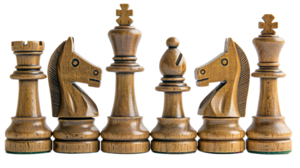 Charm of Wooden Chess Pieces on the Transparent Background