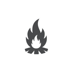 Simple Black and White Campfire Icon