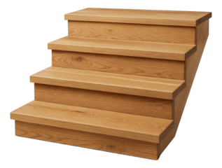 Wooden steps leading up to a front porch of a private house, made from sturdy oak planks for durability.