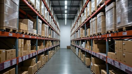 A person holds a smartphone with a blank screen in a warehouse - Powered by Adobe