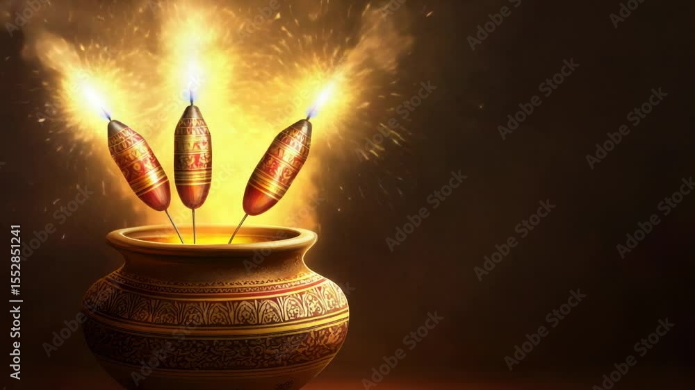 Poster A simple arrangement of three candles in a vase on a table