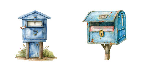 mailbox watercolor vector illustration
