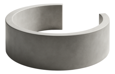 Curved retaining wall constructed from precast concrete, ideal for creating soft, flowing lines in a small urban garden.