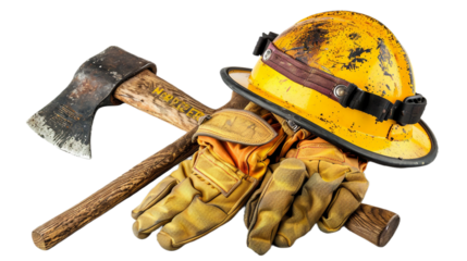 Firefighter Tools of Heroism on the Transparent Background