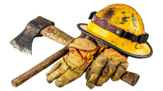 Firefighter Tools of Heroism on the Transparent Background