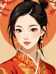 15h a very stylized face of a Chinese woman