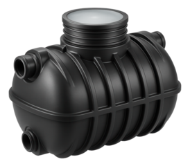 Underground drainage tank with a high-capacity storage, suitable for rainwater harvesting in a large home garden.