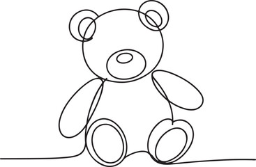 Continuous Line Drawing of Teddy Bear Toy Animal for Children's Room Decor