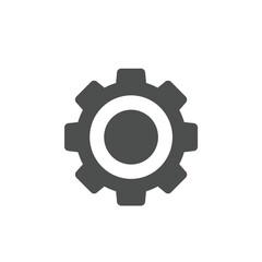 Simple Gray Gear Icon on White Background