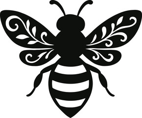 Bee Silhouette with Open Wings - Minimal Insect Vector Art