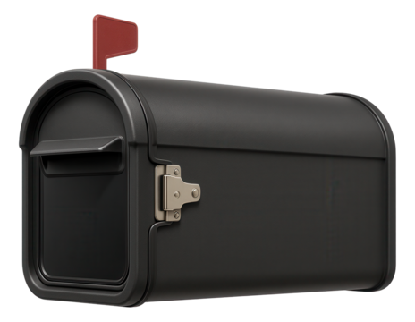 A weatherproof plastic mailbox with a front opening door for a beachfront property.
