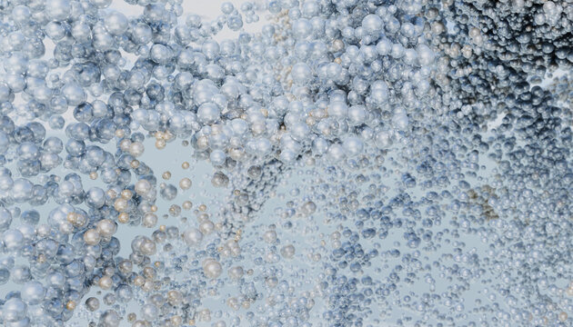 3D render of floating glowing spheres in abstract design