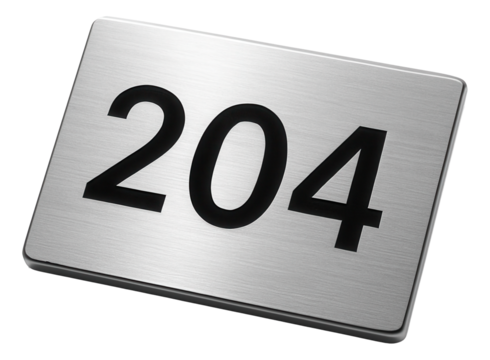 Digitally printed aluminum number plaque, ideal for office complexes requiring high visibility and clarity.