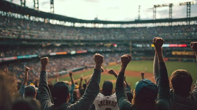 Sport stadium audience fans people cheering baseball