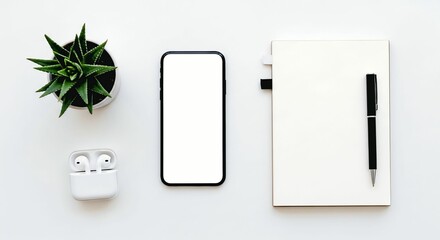 The minimalist-style desk layout that blends in neatly creates a modern and aesthetic working atmosphere.