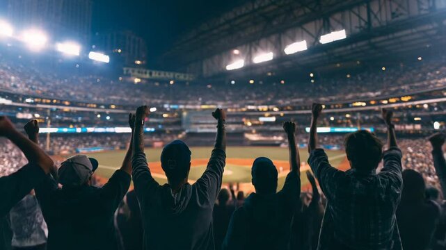 Sport stadium audience fans people cheering baseball