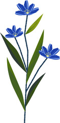 Three Stylized Blue Star Flowers
