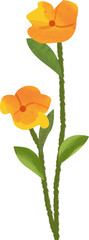 Two Stylized Orange Flowers on Stems