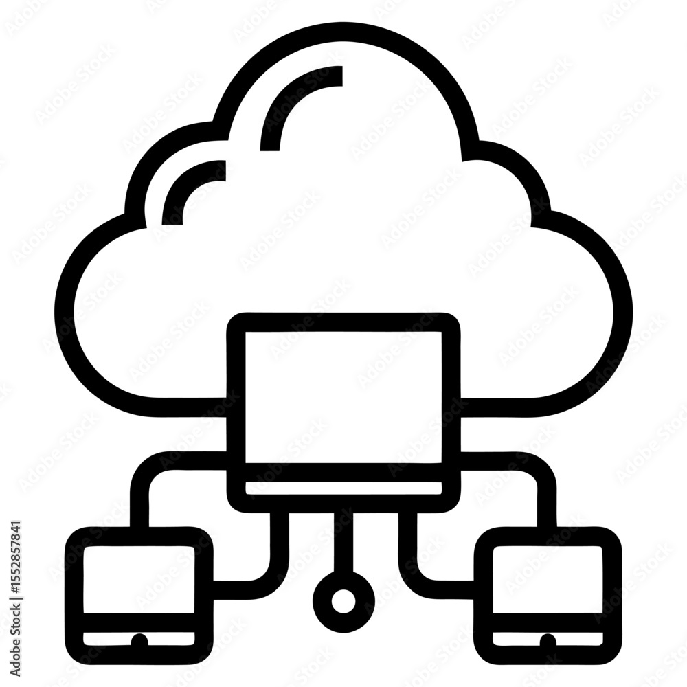 Poster cloud computing outline icon on white background