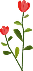 Two Red Stylized Flowers
