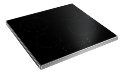 A sleek induction cooktop with touch controls, designed for efficient cooking in a modern home.