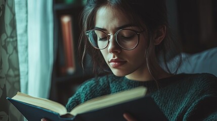 Patient holding a book on mental health, reading with a thoughtful expression. 