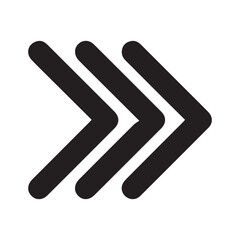 Fototapeta premium Three thick black arrows pointing forward in a progressive sequence on a white background